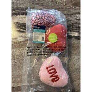 Fresco Dog Toy Valentine Hearts Squeaky Plush Toy